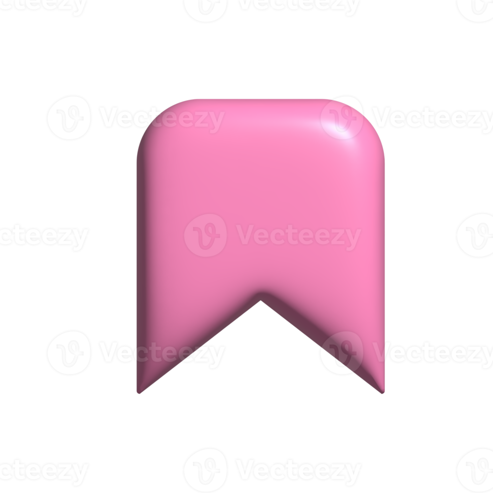 Bookmark icon pink. 3d render png