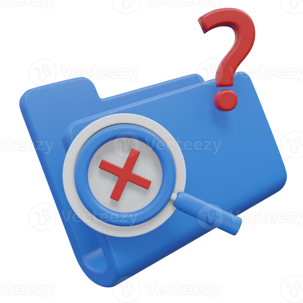 file not found 3d render icon illustration with transparent background, empty state png