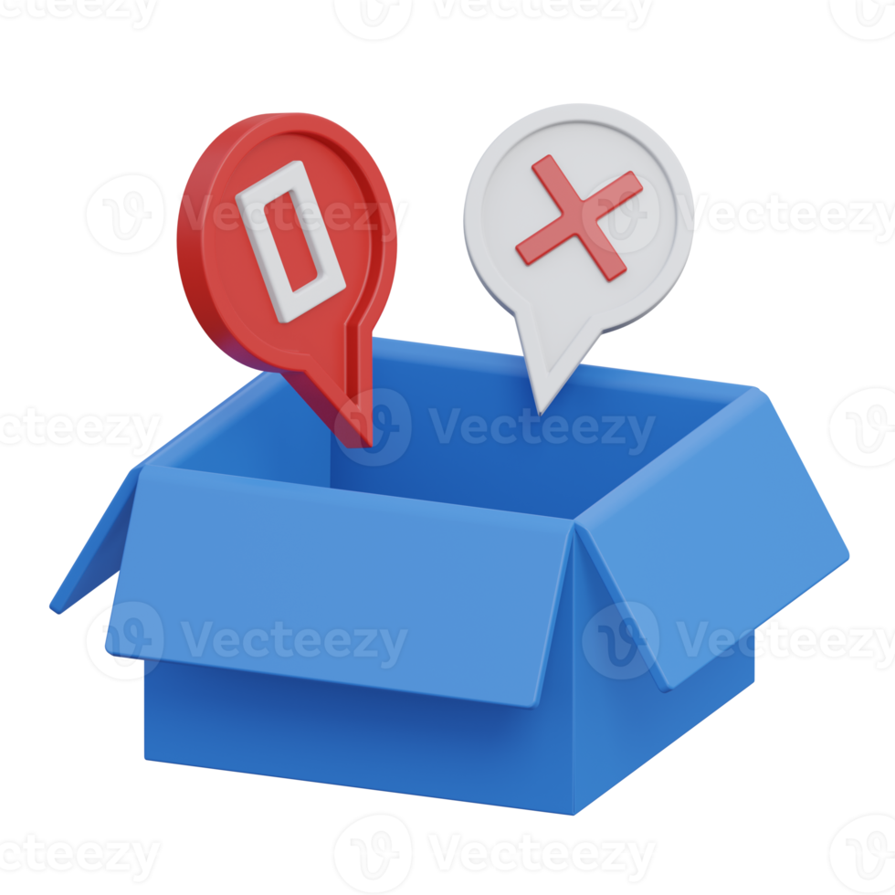 empty box 3d render icon illustration with transparent background, empty state png