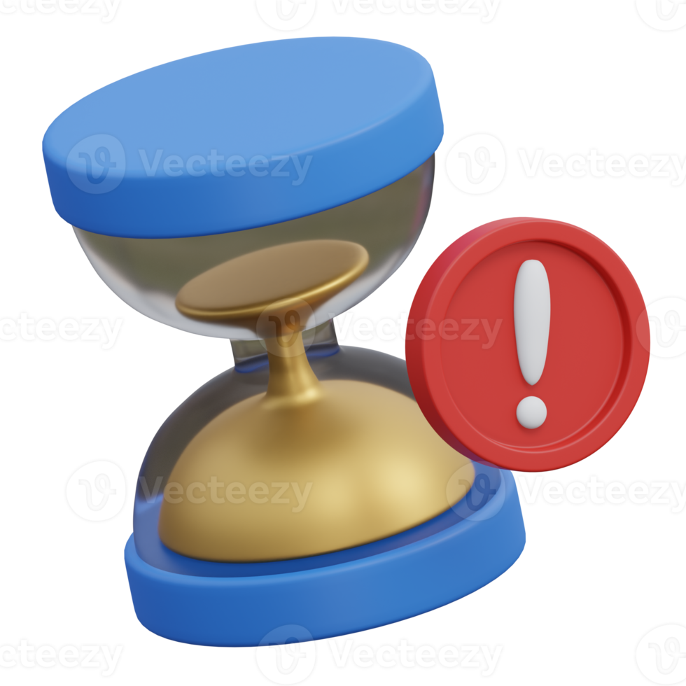 expired time warning 3d render icon illustration with transparent background, empty state png