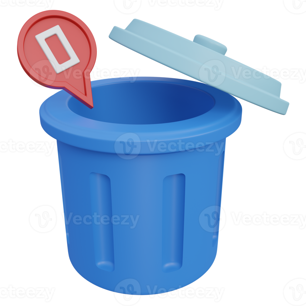 empty trash 3d render icon illustration with transparent background, empty state png