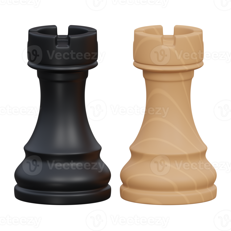 rook 3d render icon illustration with transparent background, chess game png