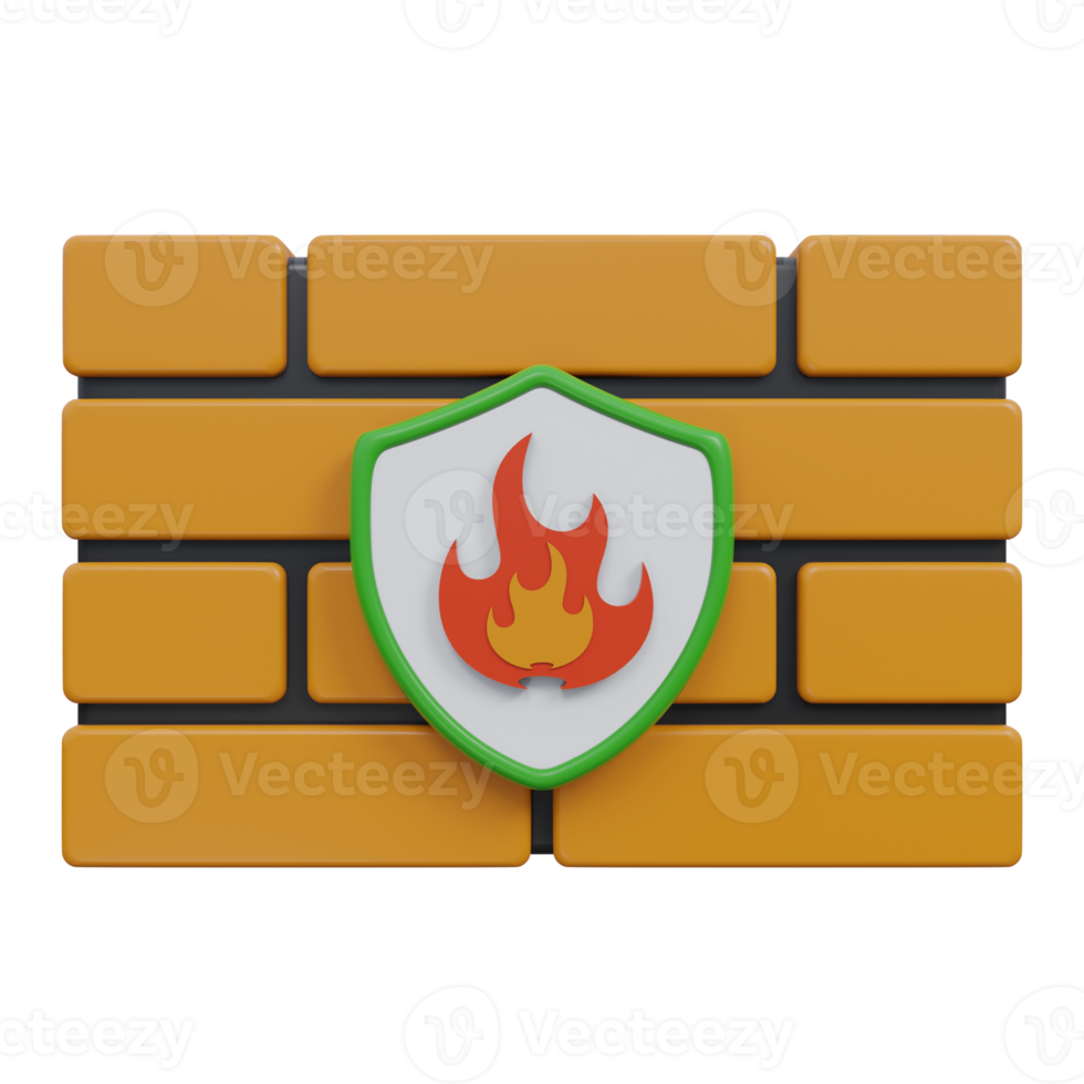 firewall security 3d render icon illustration with transparent background, cyber security png