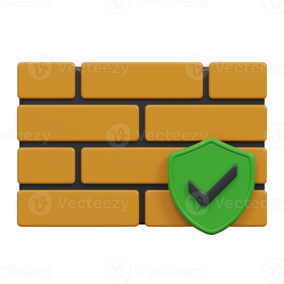 firewall security 3d render icon illustration with transparent background, cyber security png