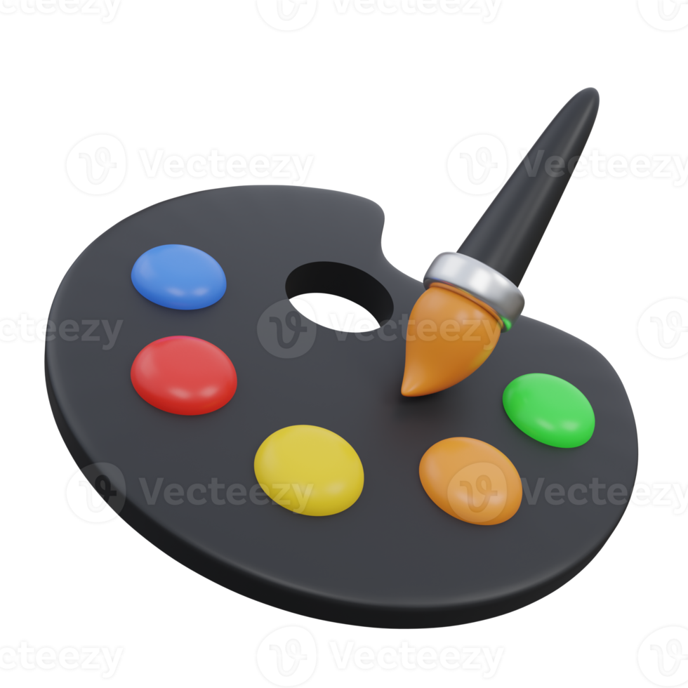 paint brush 3d render icon illustration with transparent background, productivity png