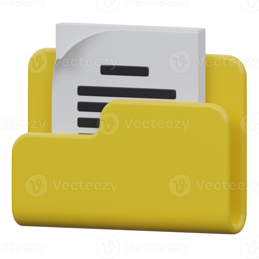 file and folder 3d render icon illustration with transparent background, productivity png