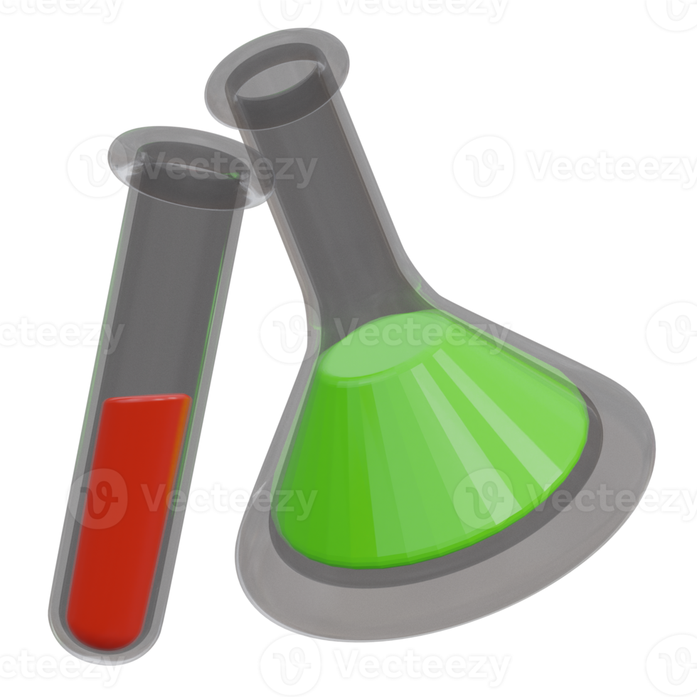 chemisch fles 3d geven icoon illustratie met transparant achtergrond, Gezondheid en medisch png