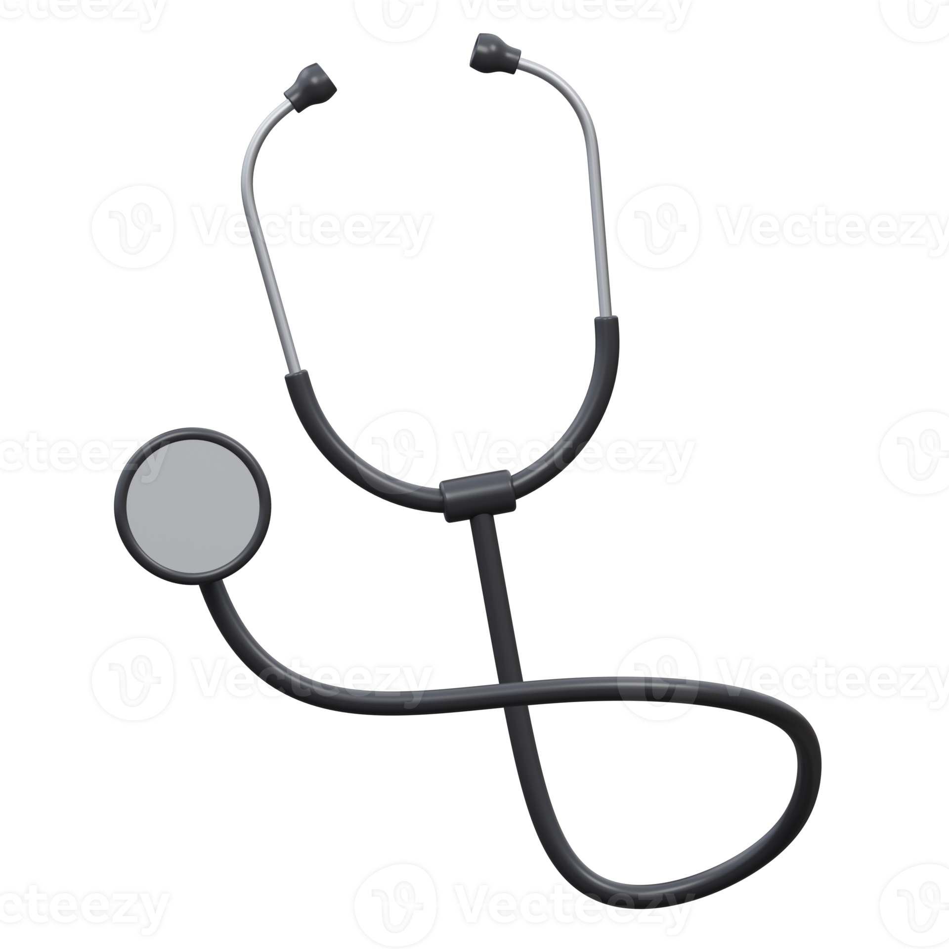 stethoscope 3d render icon illustration with transparent background