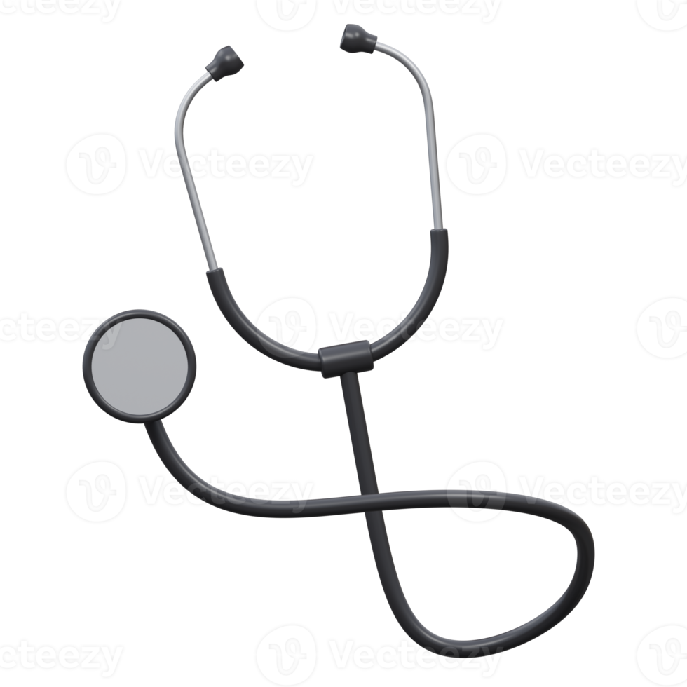 stethoscope 3d render icon illustration with transparent background, health and medical png