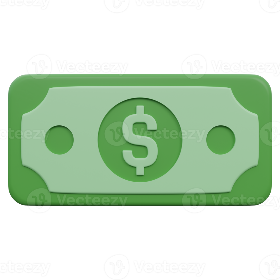 dollar note 3d render icon illustration with transparent background, money png