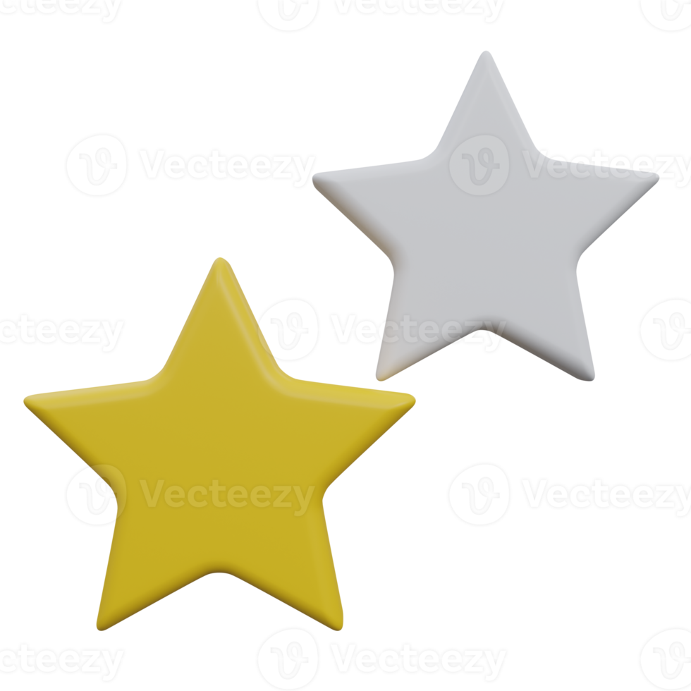 rating stars 3d render icon illustration with transparent background png
