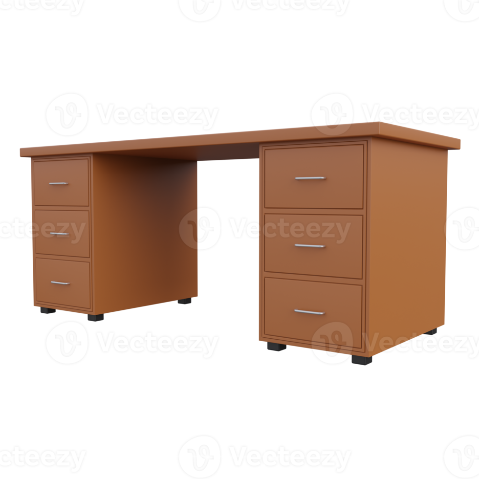 office desk 3d render icon illustration with transparent background png