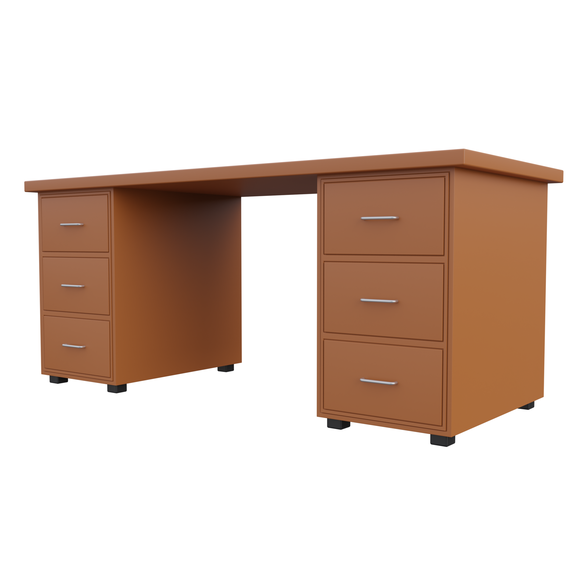 office desk 3d render icon illustration with transparent background