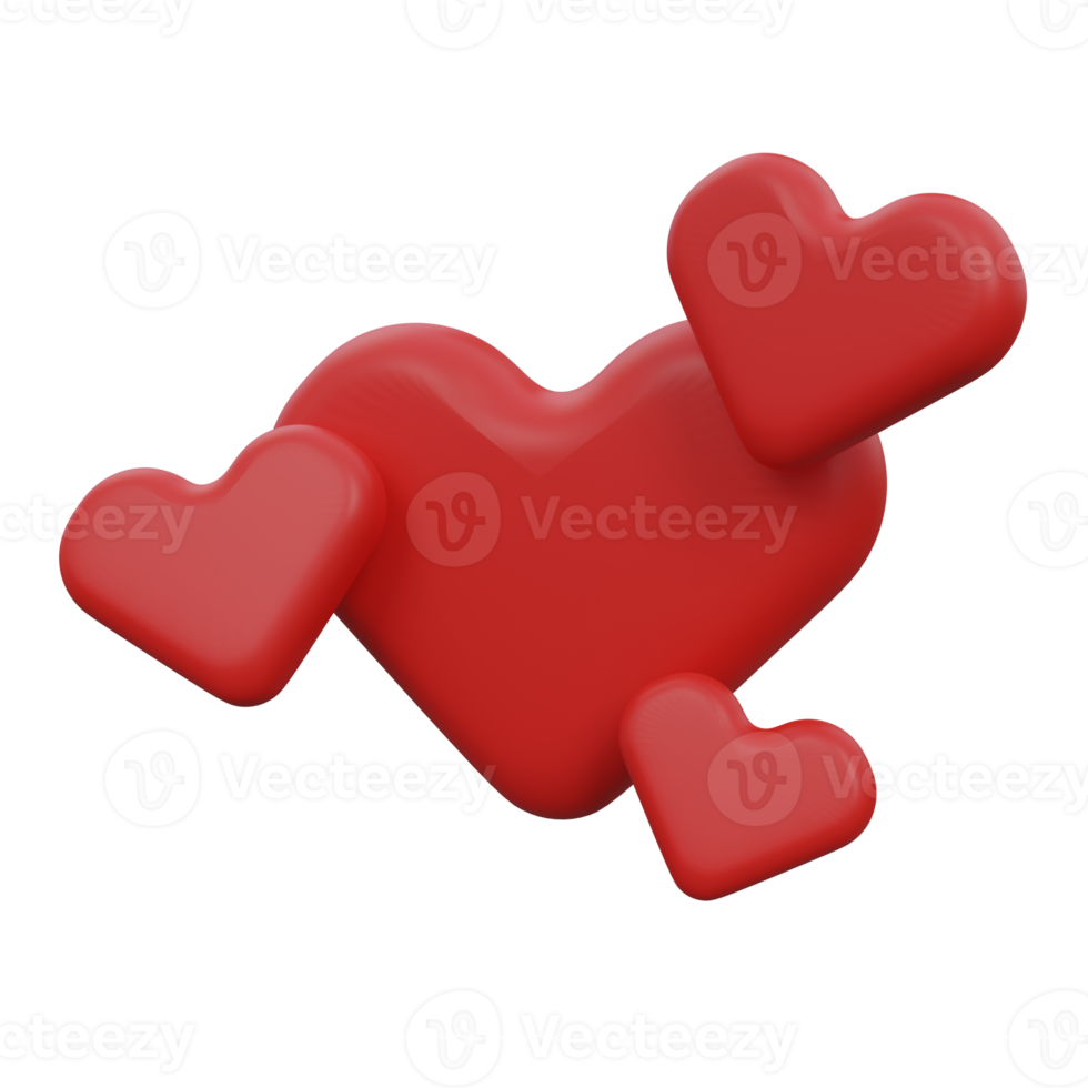 hearts 3d render icon illustration with transparent background png
