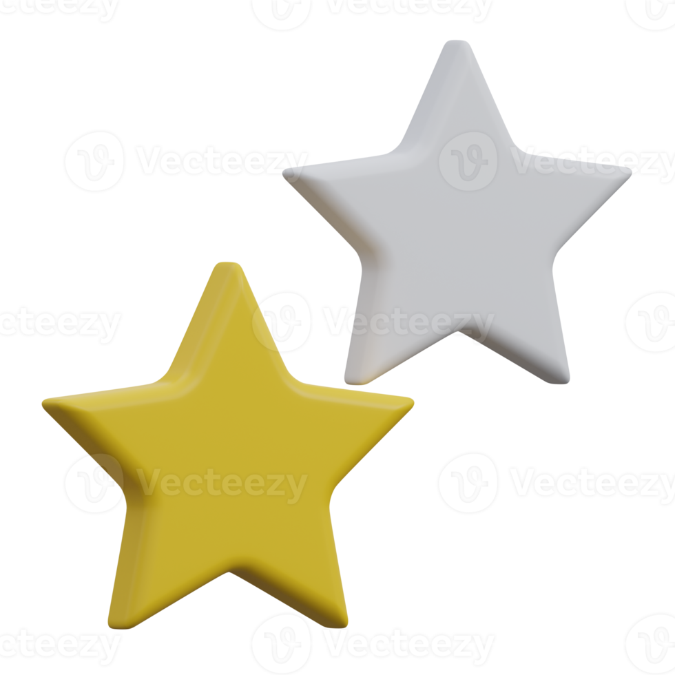 rating stars 3d render icon illustration with transparent background png
