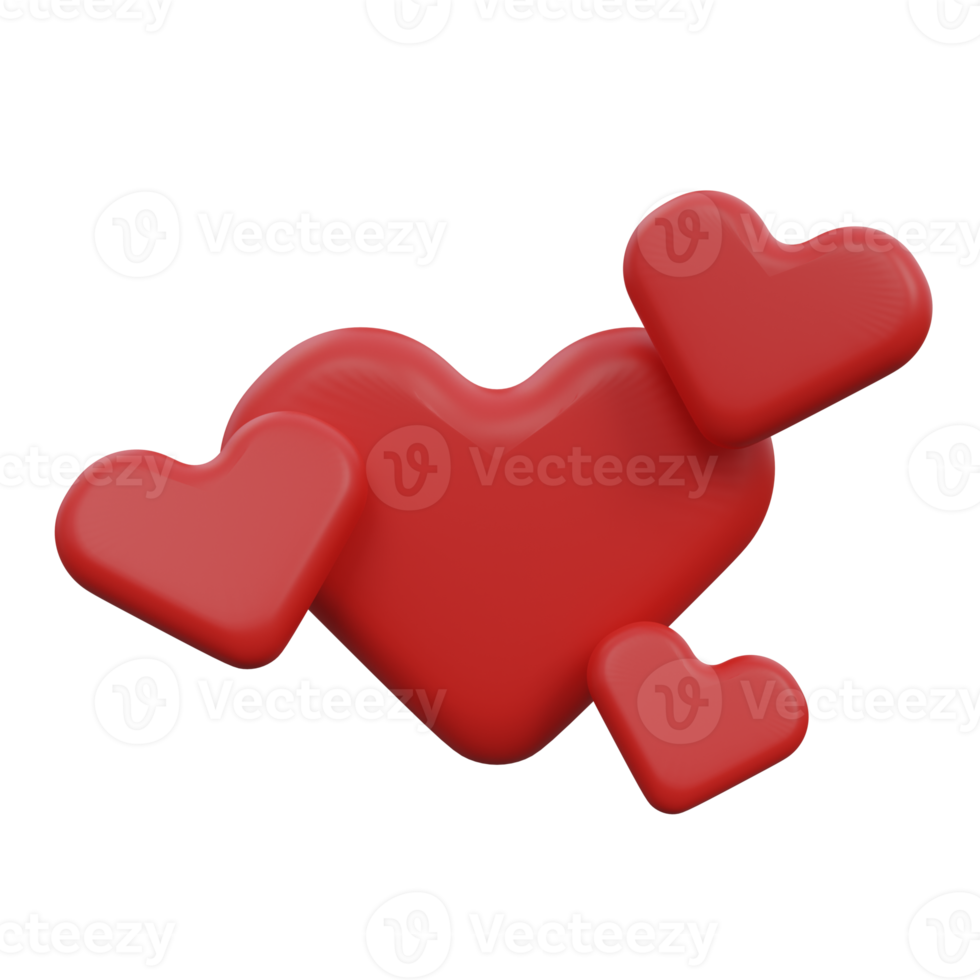 hearts 3d render icon illustration with transparent background png