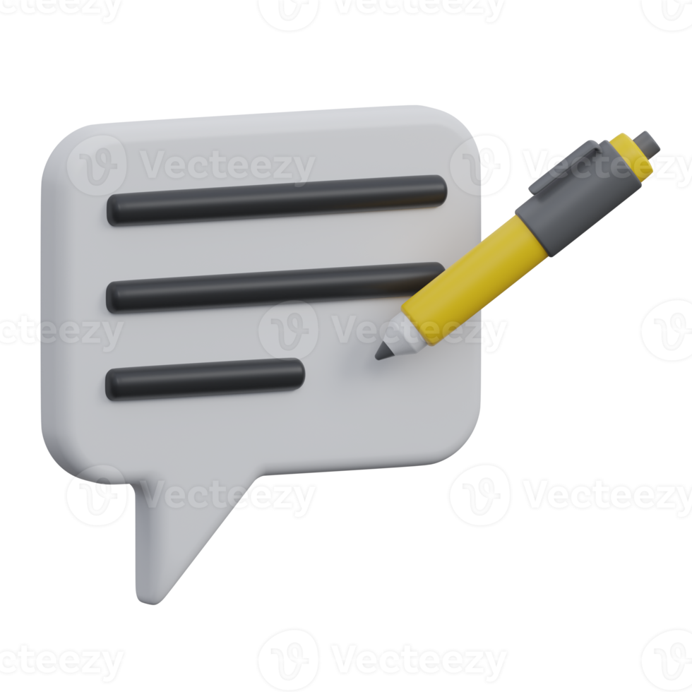 write comment 3d render icon illustration with transparent background png