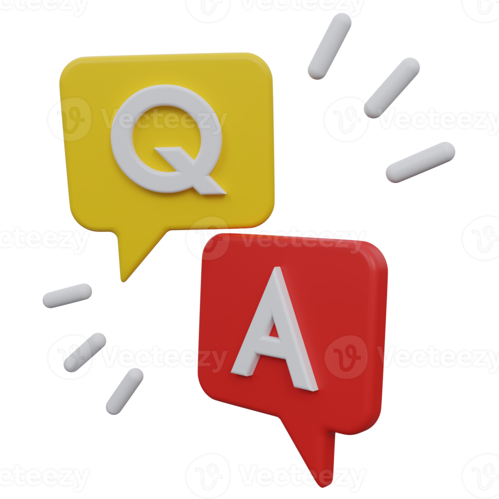 question answer 3d render icon illustration with transparent background png