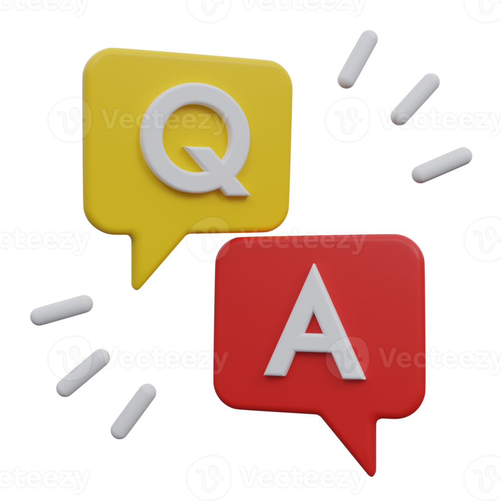 question answer 3d render icon illustration with transparent background png
