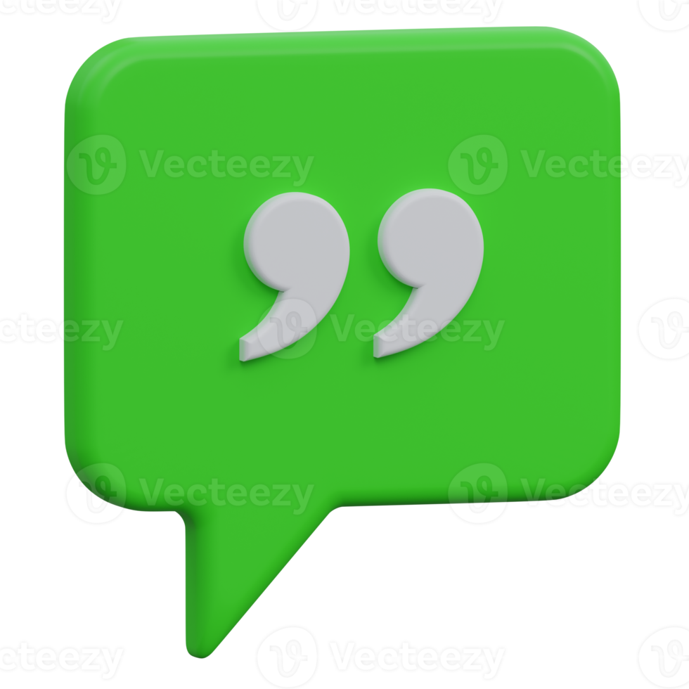 quote 3d render icon illustration with transparent background png