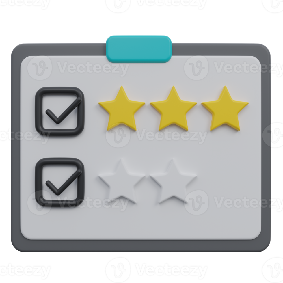 rating stars 3d render icon illustration with transparent background png