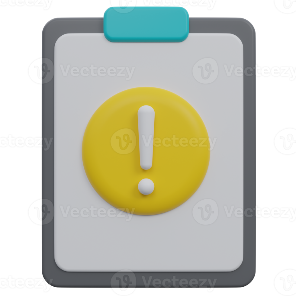 warning paper 3d render icon illustration with transparent background png
