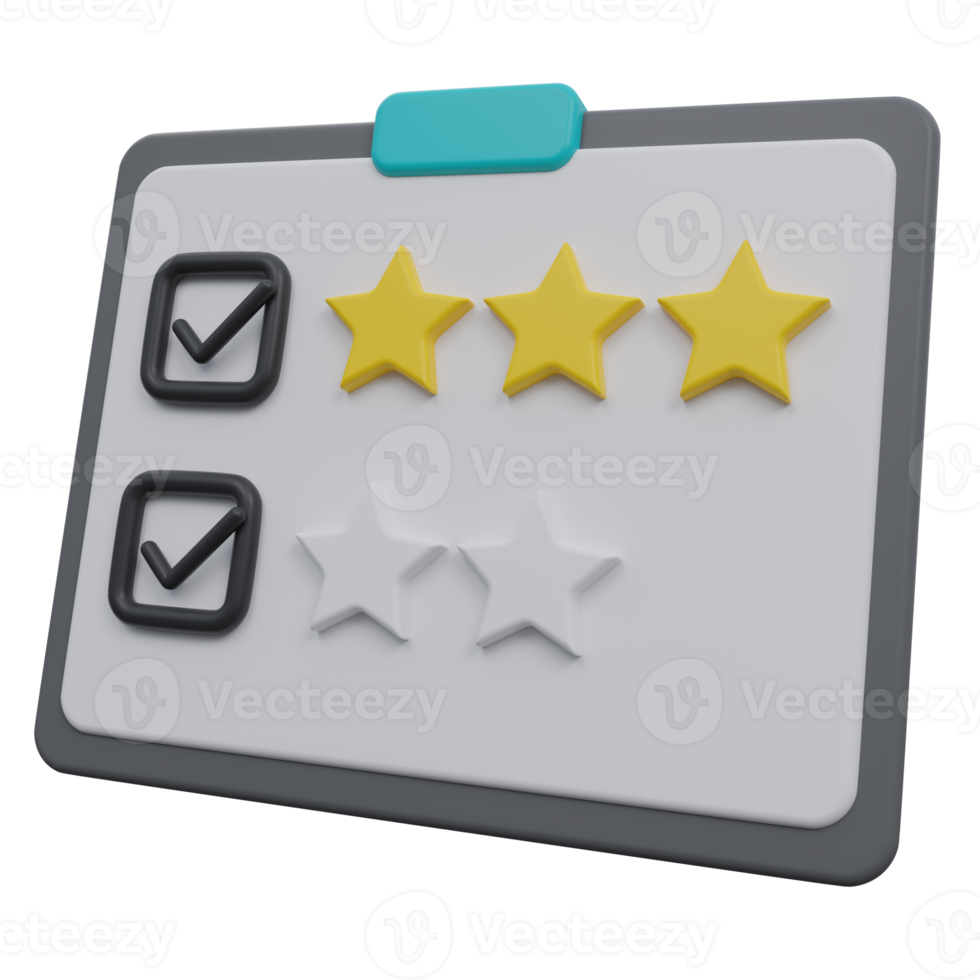 rating stars 3d render icon illustration with transparent background png