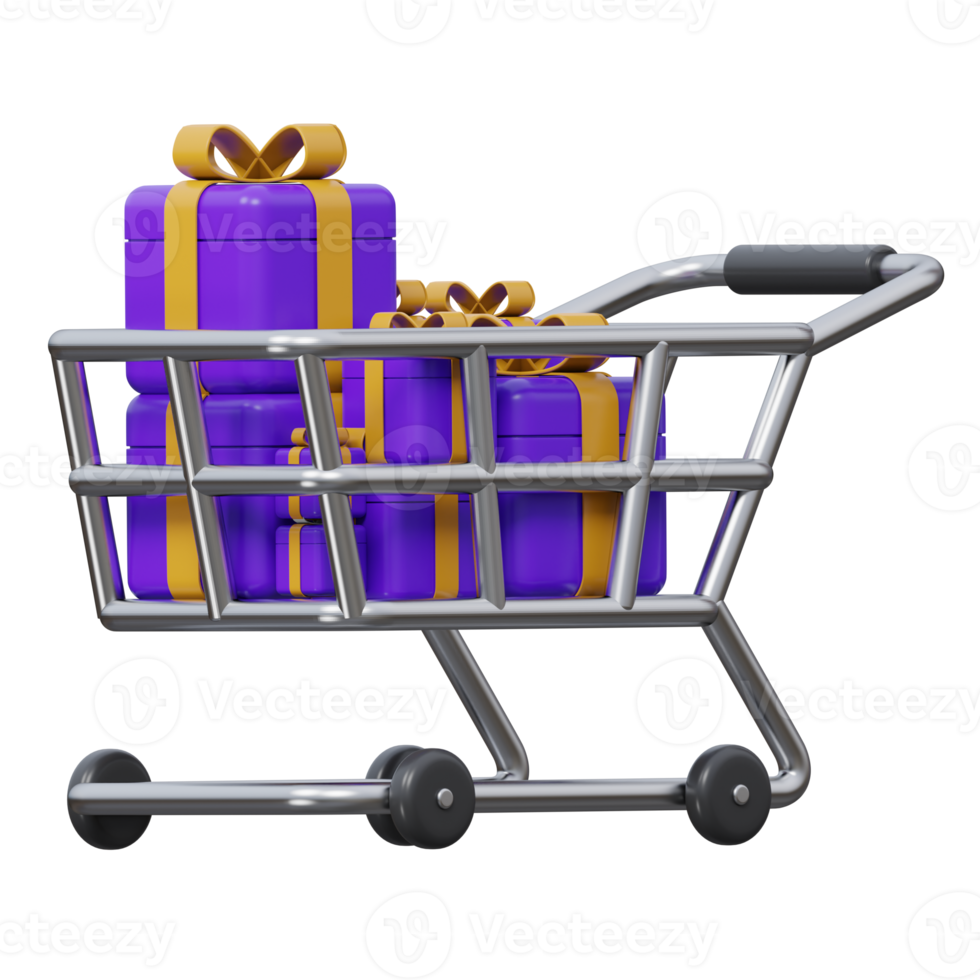 gift shopping 3d rendering icon illustration, png transparent background, shopping and retail