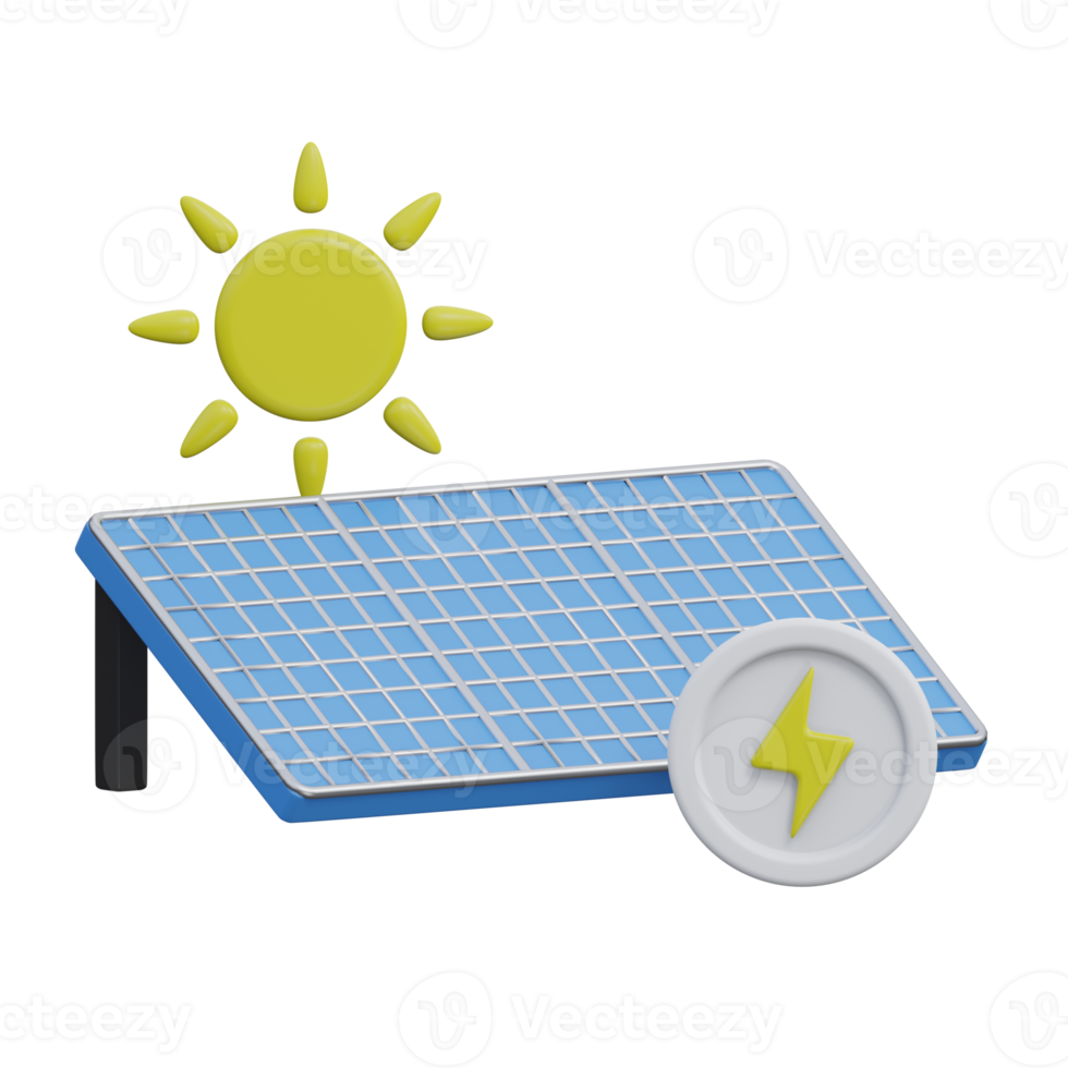 zonne- paneel systeem 3d renderen icoon illustratie met transparant achtergrond, bio energie png