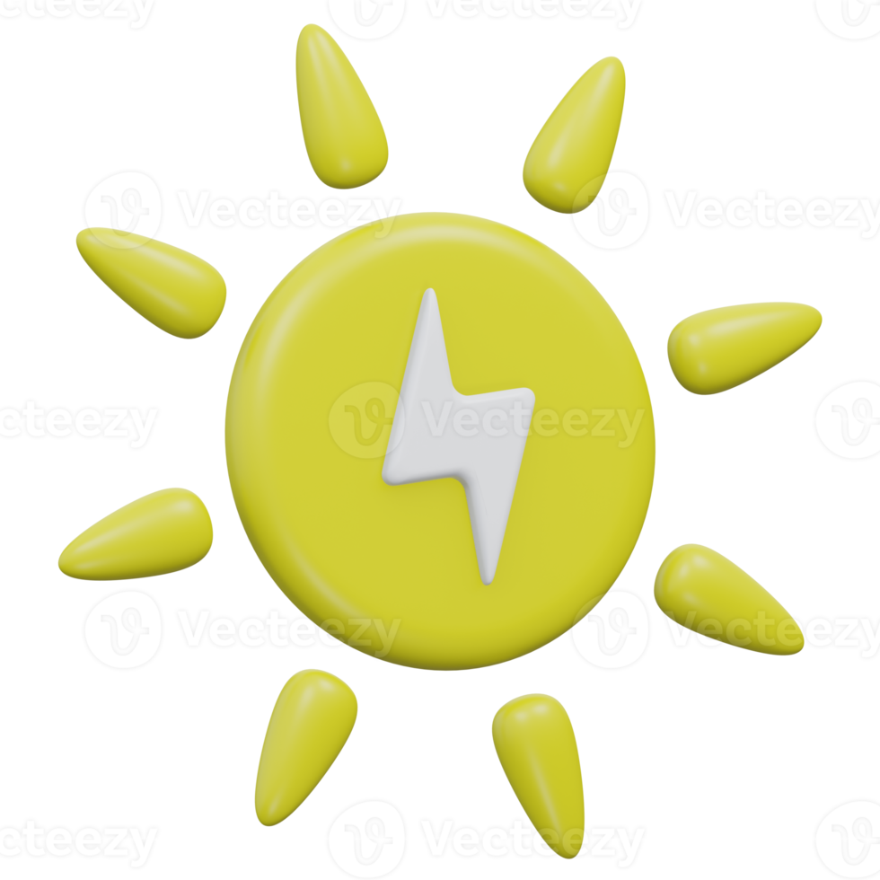 zonne- energie 3d renderen icoon illustratie met transparant achtergrond, bio energie png