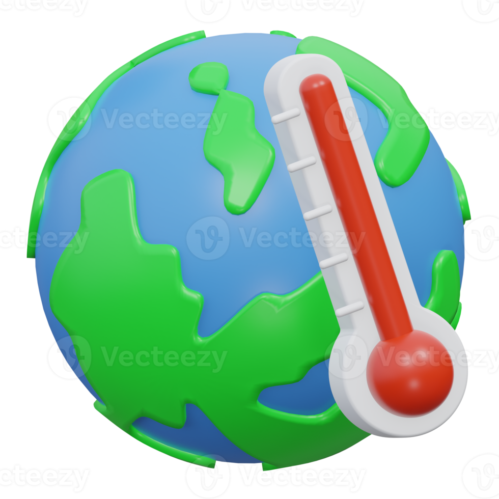 global warming 3d rendering icon illustration with transparent background, bio energy png