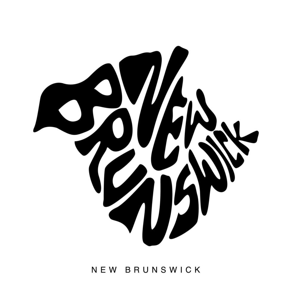 New Brunswick map typography art. New Brunswick map lettering. vector