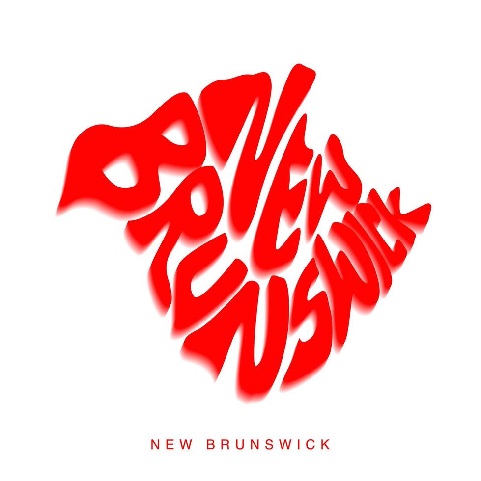 New Brunswick map typography art. New Brunswick vector map lettering.