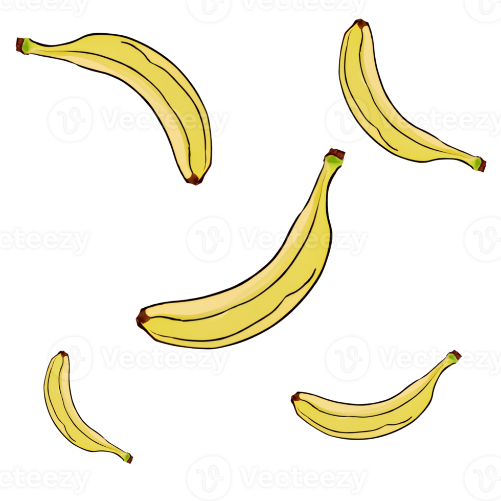 vattenfärg banan frukt png