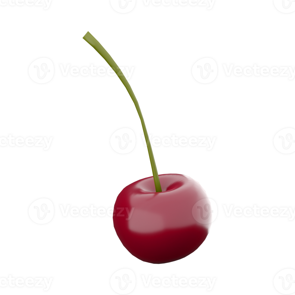 3d rendering ripe and sweet cherry icon. 3d render fresh berry icon. Sweet cherry. png