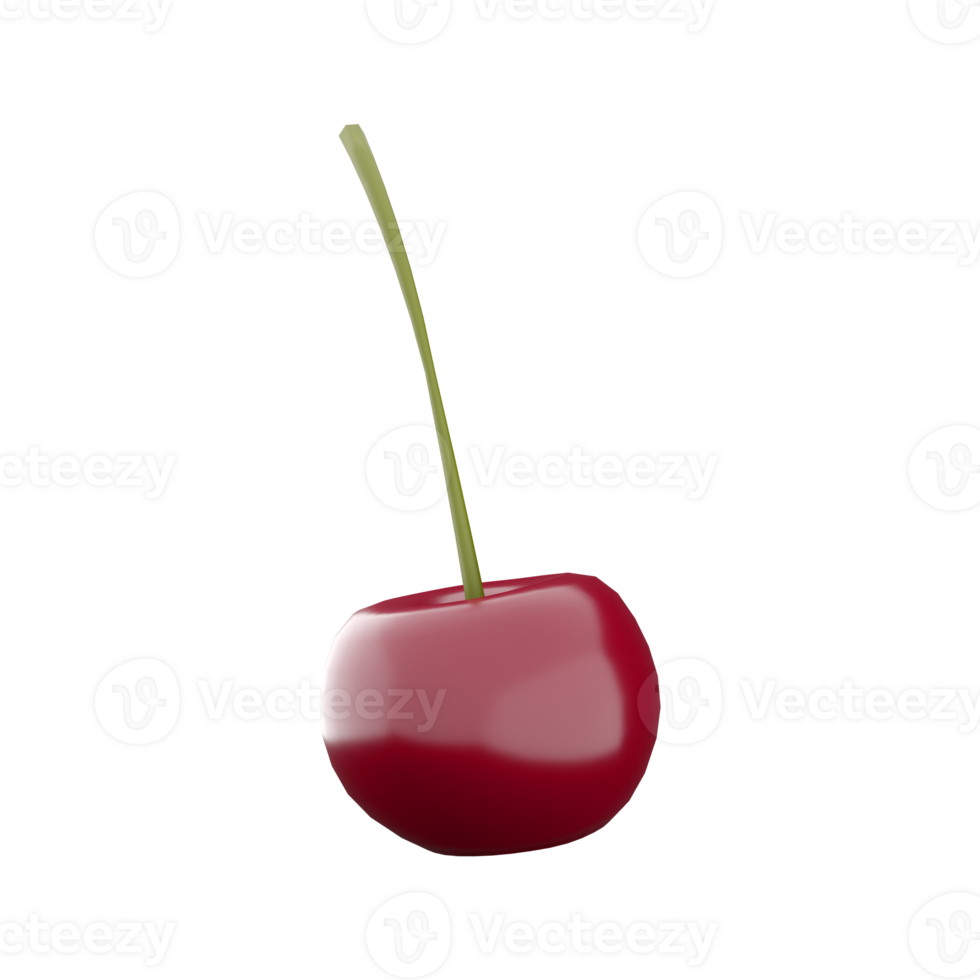 3d rendering ripe and sweet cherry icon. 3d render fresh berry icon. Sweet cherry. png