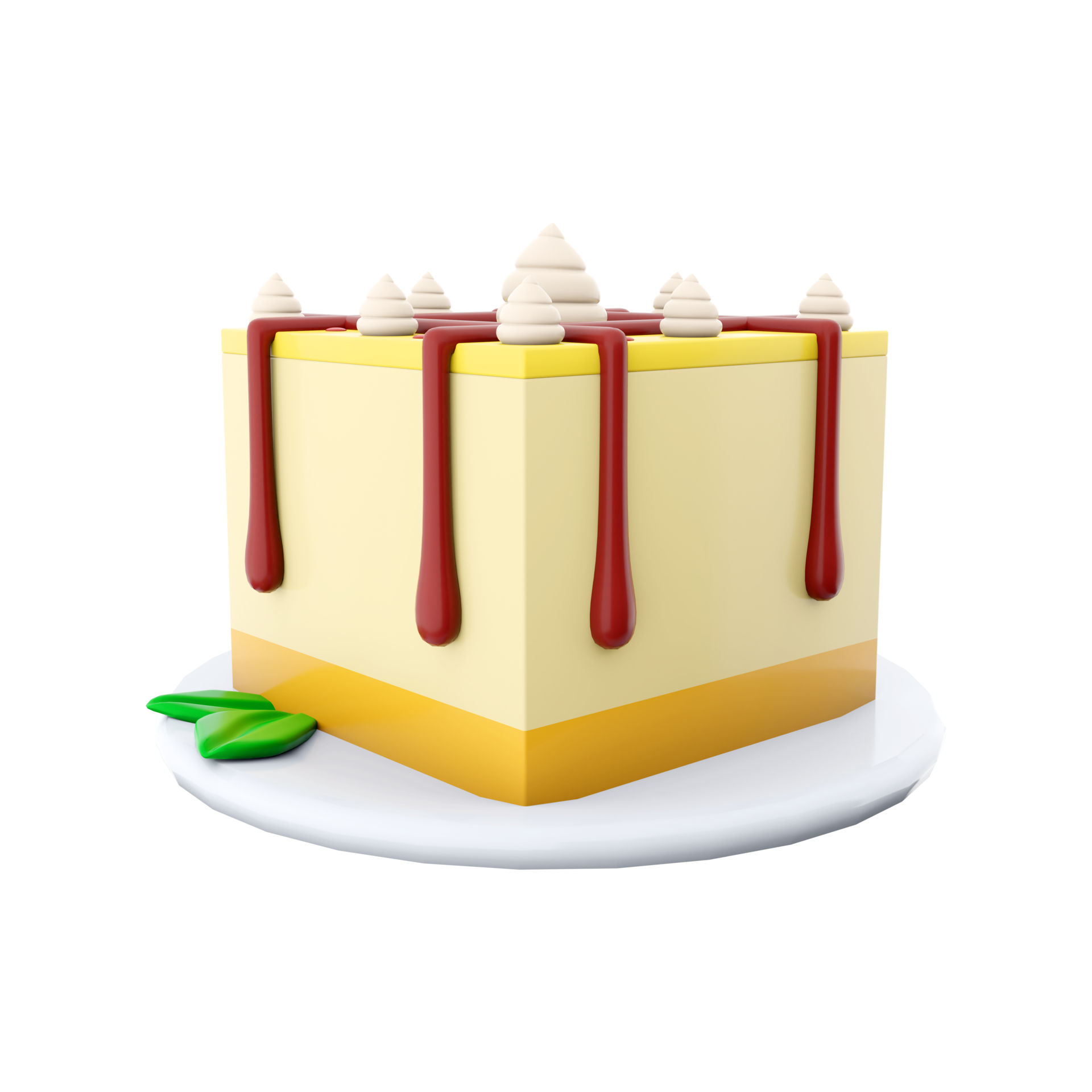3d Rendern Zitrone Käsekuchen Symbol. 3d machen Käsekuchen mit Zitrone ...