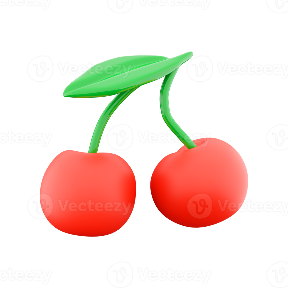 3d interpretazione acida ciliegia icona. 3d rendere maturo bacca icona. acida ciliegia. png