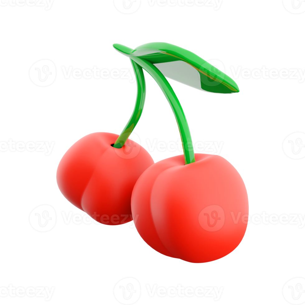 3d rendering sour cherry icon. 3d render ripe berry icon. Sour cherry. png
