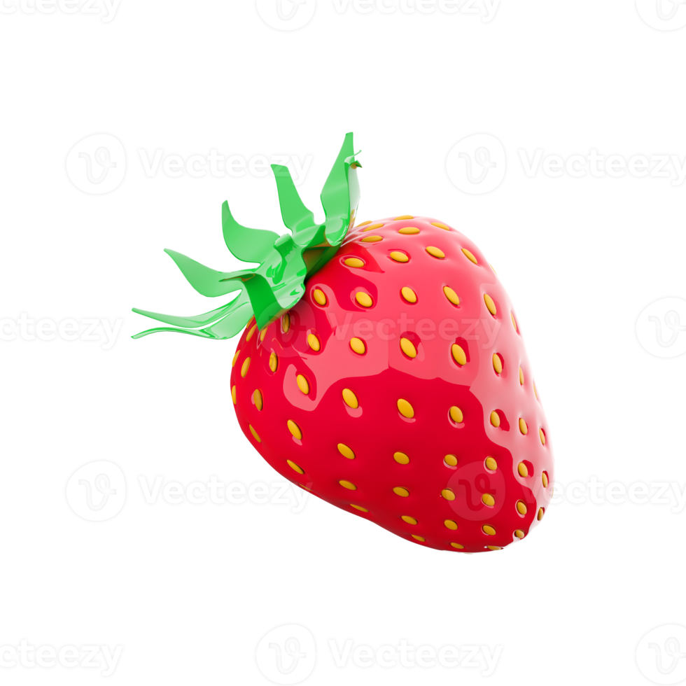 3d rendering delicious strawberry icon. 3d render tasty berry icon. Strawberry. png