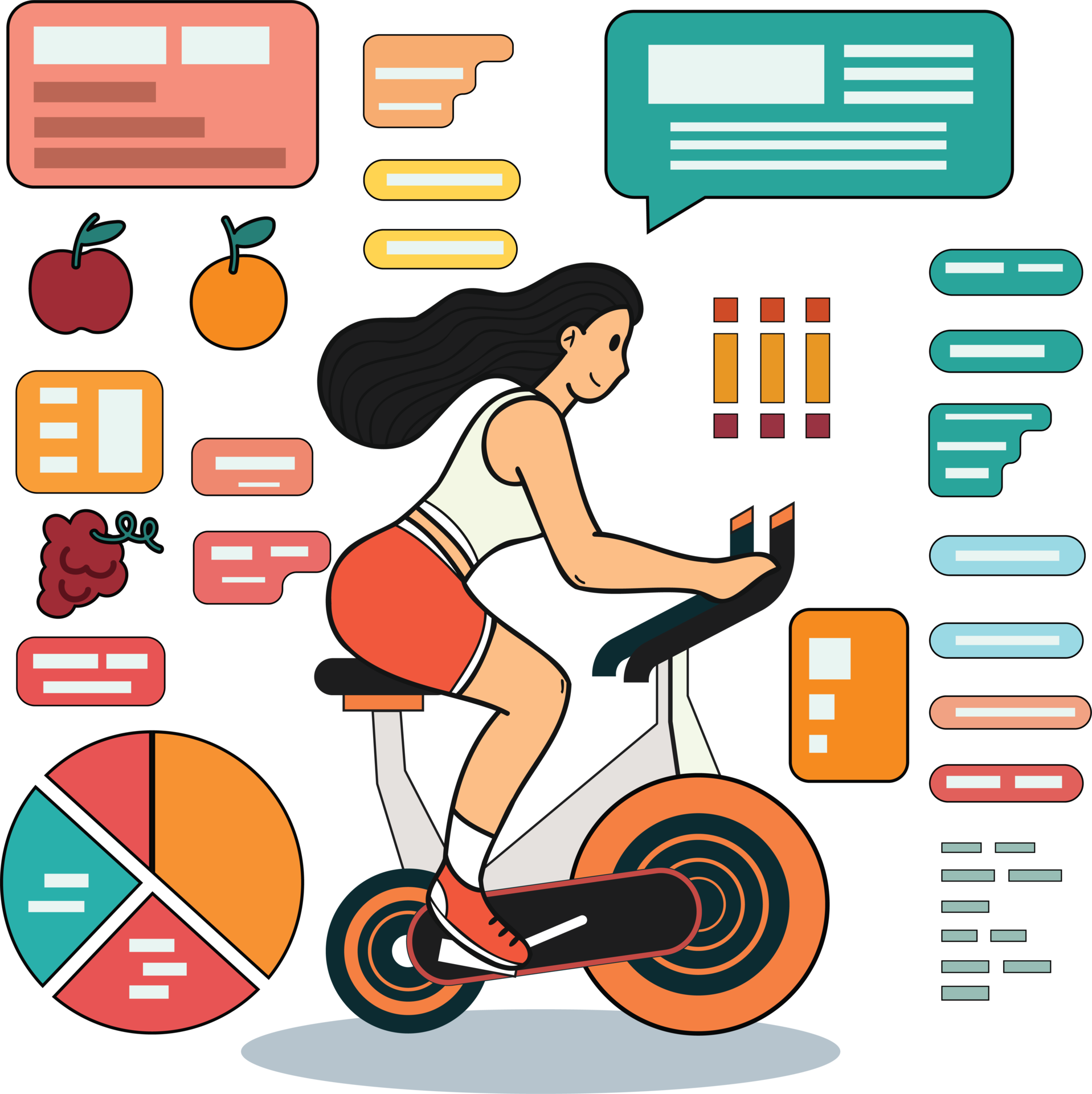 Free Fitness Girl Who Loves Health Is Losing Weight Illustration In free-fitness-girl-who-loves-health-is-losing-weight-illustration-in