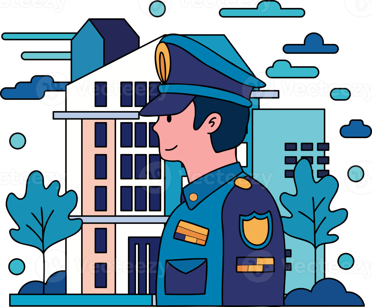 police et police station illustration dans griffonnage style png