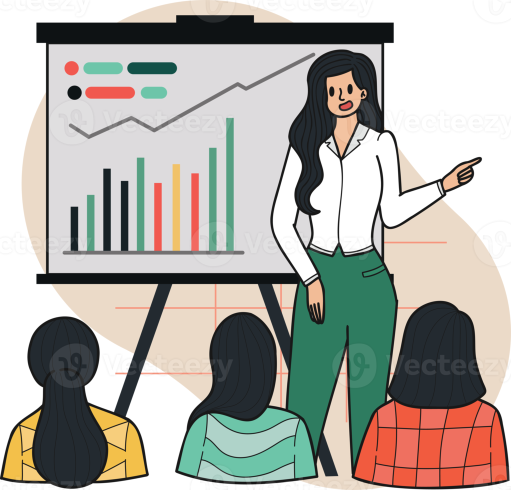 Women Entrepreneurs and Conferences illustration in doodle style png