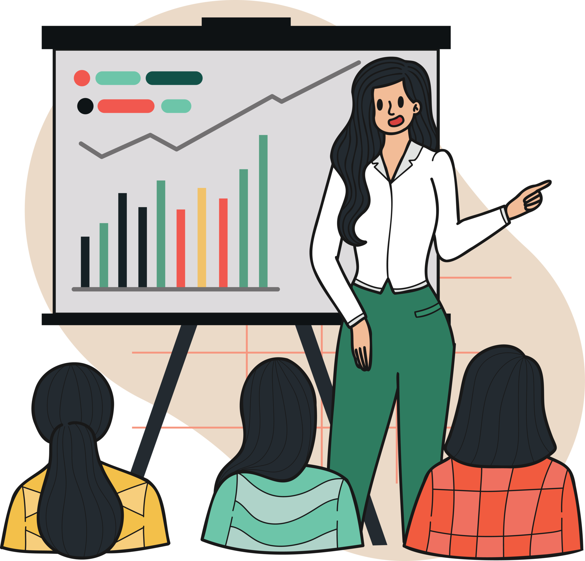 Women Entrepreneurs and Conferences illustration in doodle style