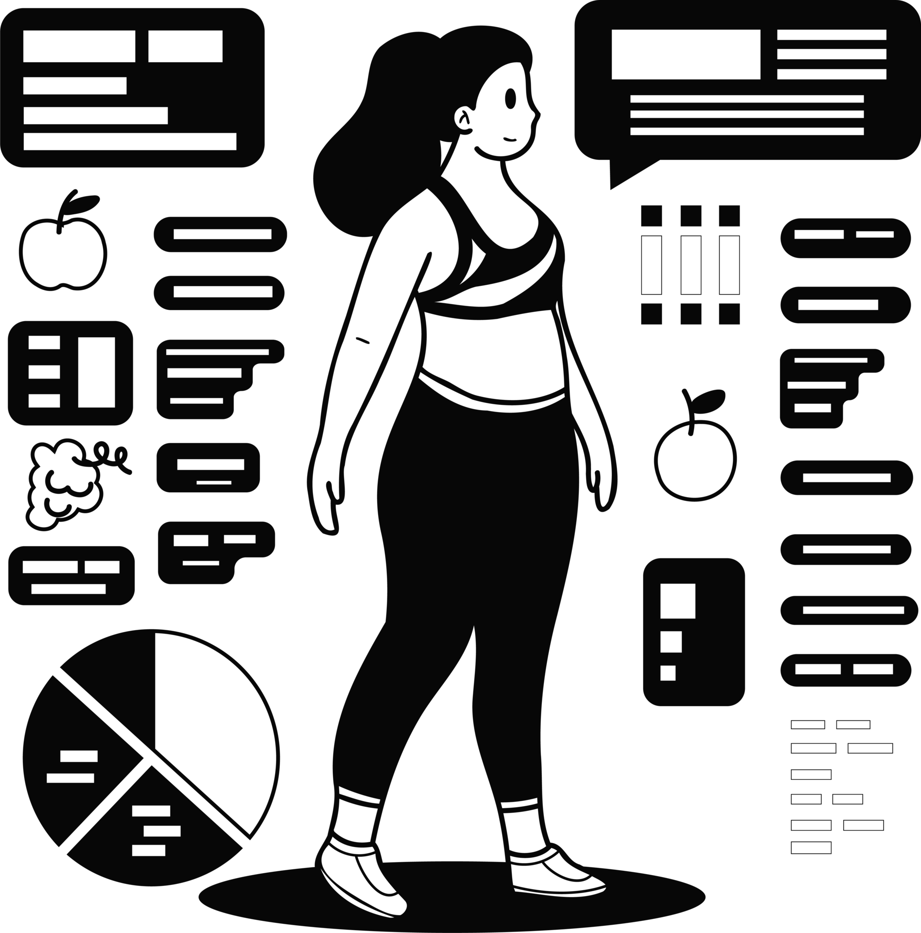 Free Fitness girl who loves health is losing weight illustration in