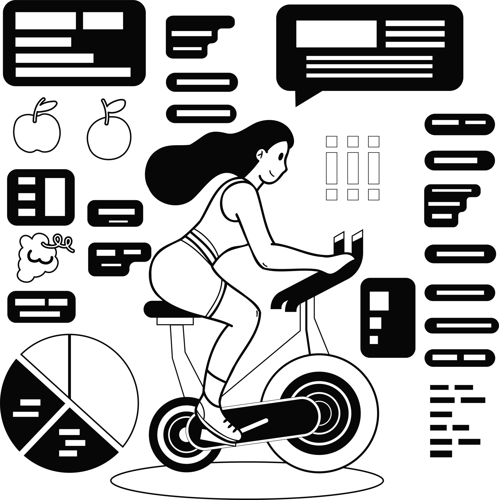 Fitness Girl Who Loves Health Is Losing Weight Illustration In Doodle fitness-girl-who-loves-health-is-losing-weight-illustration-in-doodle