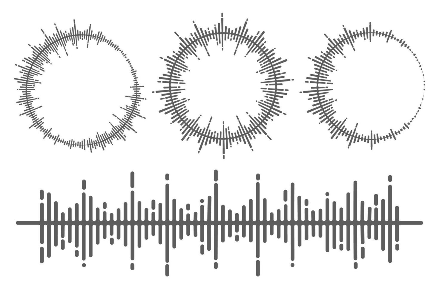 Circle music soundwave. Circular equalizer. Round audio spectrum. Vector graphic shape. Concentric beat and explosion. Digital geometric frame