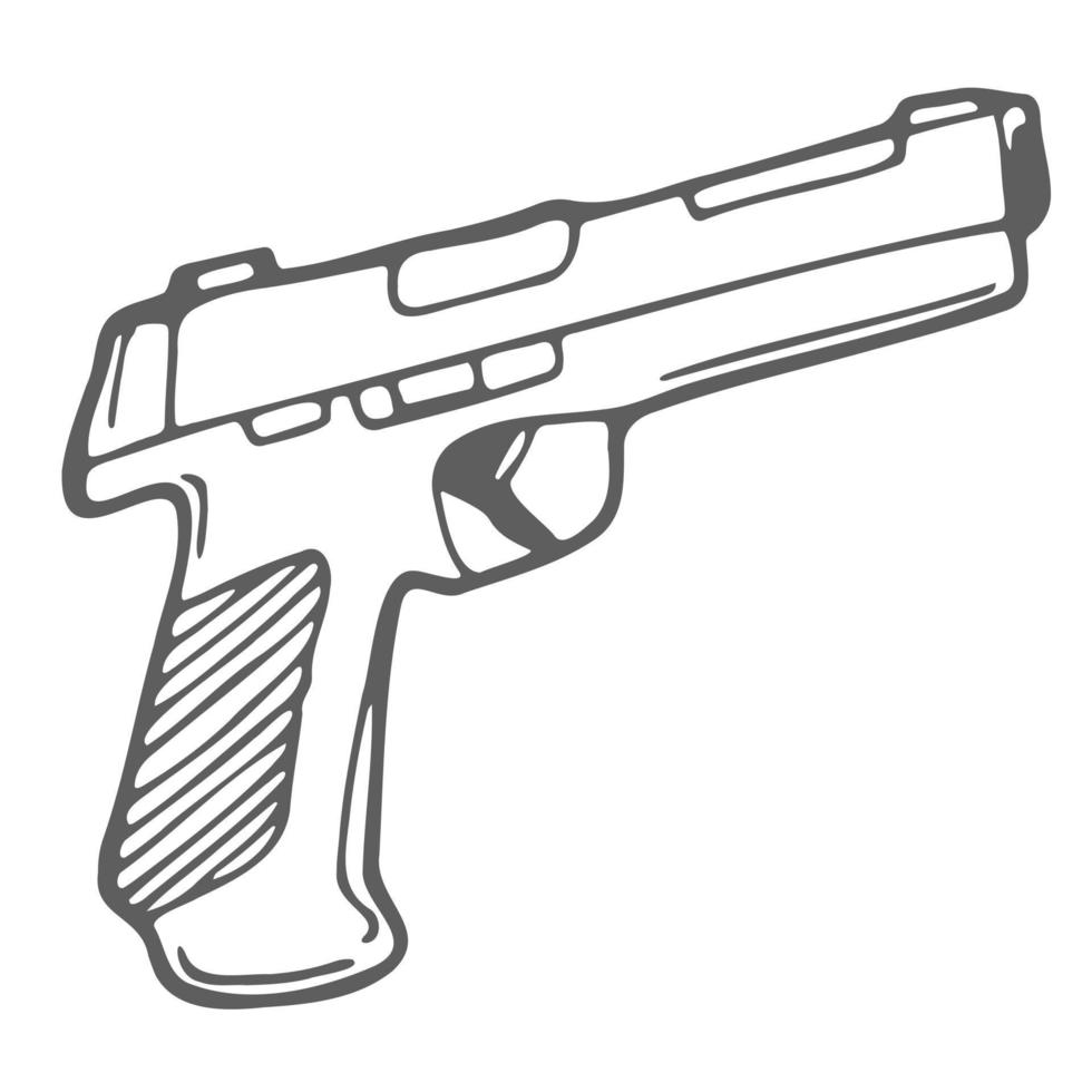 garabatear militar pistola bosquejo. guerra concepto vector