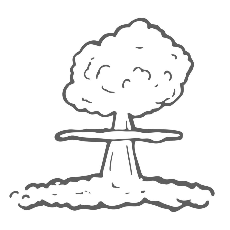 Doodle style nuclear mushroom cloud illustration in vector format suitable for web, print, or advertising use.