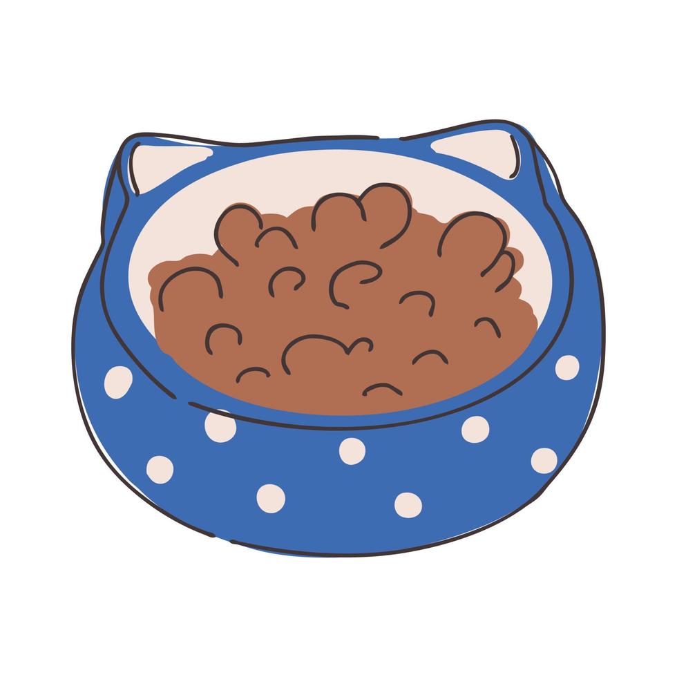 A bowl of pet food. Pet store merchandise. Care and love about animals. Balanced feed vector